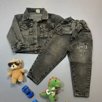 ست دو تکه کت و شلوار لی گازوییلی کثیف شور