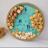 ساعت رزینی زیبا و دستساز،تابلوی گل خشک|ساعت دیواری و تزئینی|شیراز, نصر|دیوار