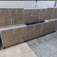 کابینت اشپز خانه فلز درب چوبی ۳متر بالاوپایین