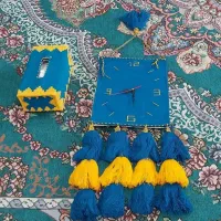 فروش ساعت دیواری و جا دستمال کاغذی با کاموا
