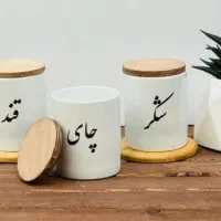 بانکه ادویه پاسماوری سرامیکی درب چوبی
