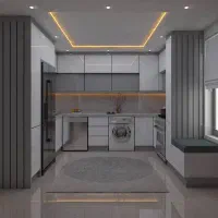 کابینت سفید براق مخصوص آشپزخانه تاریک کد 2026