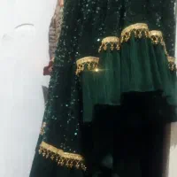 لباس مخمل پولکی سبزلجنی باچین مخمل نونو