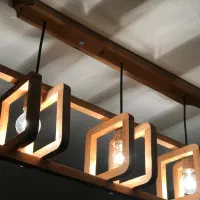 لوستر سه شاخه چوبی مینیمال|لوستر و چراغ آویز|کرج, گوهردشت|دیوار