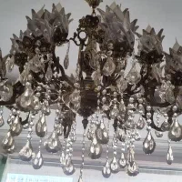 لوستر برنج ۸ شاخه ۱۶شعله با لامپ وکریستال|لوستر و چراغ آویز|ملایر, |دیوار