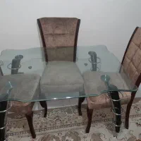 میز غذا خوری صفحه شیشه ای ناهار خوری