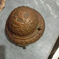 خاویار خوری قدیمی برنجی قلم دست پهلوی|کلکسیون اشیاء عتیقه|چالوس, |دیوار