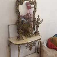 اینه وشمعدان با ساعت برنز اصل