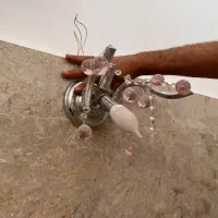 لوستر کرستالی جنس عالی با دو عدد دیوار کوب|لوستر و چراغ آویز|کرمان, |دیوار