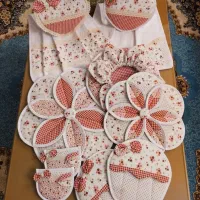 دوخت سرویس آشپزخانه دست دوز شیک و باتنوع زیاد|سفره، حوله، دستمال آشپزخانه|میبد, |دیوار