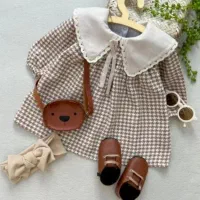 پیراهن دخترانه کرم