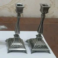 یک جفت جاشمعی و جادستمالی پیوتر قدیمی نفیس و اصل|کلکسیون اشیاء عتیقه|اهواز, گلستان|دیوار