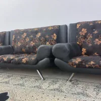 مبل 7 نفره چرم پایه استیل صندلی