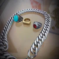 زنجیر استیل اصل انگلیس با تعدادی انگشتر|بدلیجات|تهران, خواجه نظام الملک|دیوار