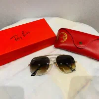 عینک اورجینال ریبن RayBan طلایی قاب چرم (کلکسیونی)