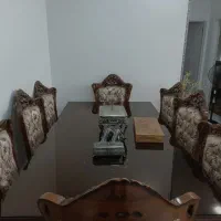 مبل 9نفره و میز ناهار خوری 8نفره استیل کاملا سالم|مبلمان خانگی و میز عسلی|کرج, شهرک جهان‌نما|دیوار