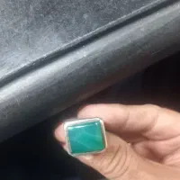 انگشتر عقیق سبز رگه دار اصل