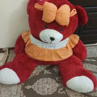 خرس بزرگ عروسکی وماشین آبی