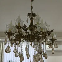 لوستر برنج ۵ شاخه ۱۰ شعله|لوستر و چراغ آویز|اسلامشهر, شهرک قائمیه|دیوار