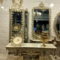 ست برنز جهیزیه بوفه برنز ساعت میز لاکچری(ایرانیان)|بوفه، ویترین، کنسول|کرمانشاه, |دیوار