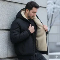 کاپشن مردانه مشکی داخل تمام خز مدل adidas-مشکی