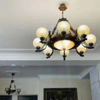 دو عدد لوستر چوبی فلزی روستیک ۸ شعله|لوستر و چراغ آویز|تهران, شهران شمالی|دیوار