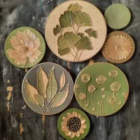 بشقاب دیوارکوب سفالی برجسته و ساده