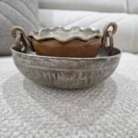 کاسه مسی عتیقه و قندان مسی