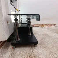 میز تلویزیون شیشه و چوب