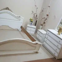 سرویس خواب چوب گردو تخت پاتختی دراور