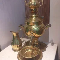 ست سماور برنجی ذغالی ۵ تکه