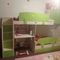 تخت خواب دو طبقه کمد دار و میز کامپیوتر دار|تخت و سرویس خواب|صدرا-فارس, فاز ۱|دیوار