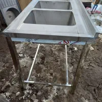 سینک صنعتی سه قلو  استیل نگیر تمیز وسالم نو