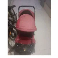کالسکه دوقلو پشت سرهم زرشکی سالم