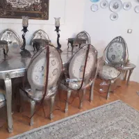 مبل سلطنتی کامل نقره ای باروکش باناهاخوری 9نفره|مبلمان خانگی و میز عسلی|اندیشه, اندیشه فاز ۴|دیوار