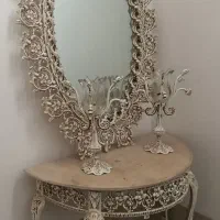 آینه و شمعدان سفید نو