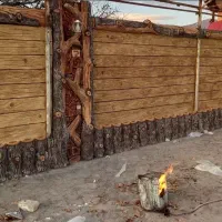 سیمانکاری طرح سنگ وچوب. آبنما. آلاچیق