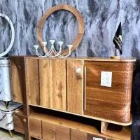 آینه کنسول آکار رنگ چوب طبیعی زرین کالا2