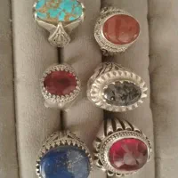 6عدد انگشتر نقره رکاب دستساز فیرزه، لاجورد، یاقوت|جواهرات|نجفآباد, یزدانشهر|دیوار