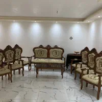 مبل سلطنتی تمام چوب ۹ نفره با میز