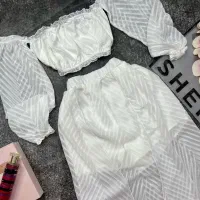 ست کراپ و دامن (شورتک دار)