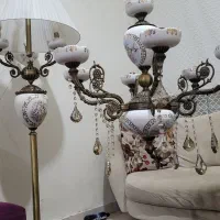 لوستر ۶شاخه و کنار سالنی ست برنز