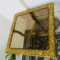 میز استیل روکش طلا به همراه شیشه