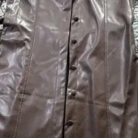 پالتو زنانه چرم قهوه ای