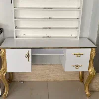 میز ناخن + شلف دیواری لاک ناخن+ صندلی چرخدار