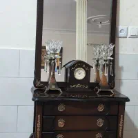 آینه شمعدون با ساعت و یک جفت شمعدان کریستال