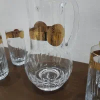 پارچ و لیوان کریستال چک طلا کوب|ظروف سرو و پذیرایی|گرمدره, |دیوار