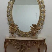ساعت و آینه وکنسول طرح برنجی