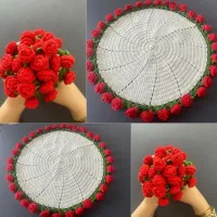 دسته گل بافتنی|صنایع دستی و سایر لوازم تزئینی|گرگان, |دیوار