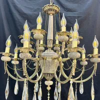 لوسترکای برنجی مرمر سنگی2+12+2سرپیچaa123eکلاسیک k2